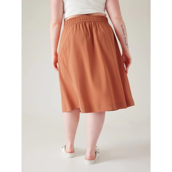 NEW Athleta Arrival Midi UPF Comfy Stretch Skirt Size 2X/20 Orange Pockets Eco - Picture 7 of 7